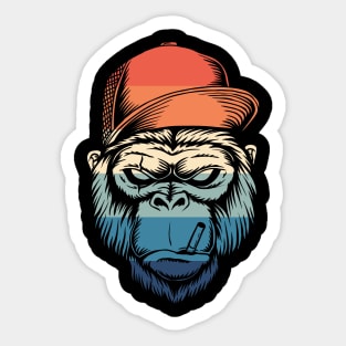 Retro Monkey Smoking Sticker